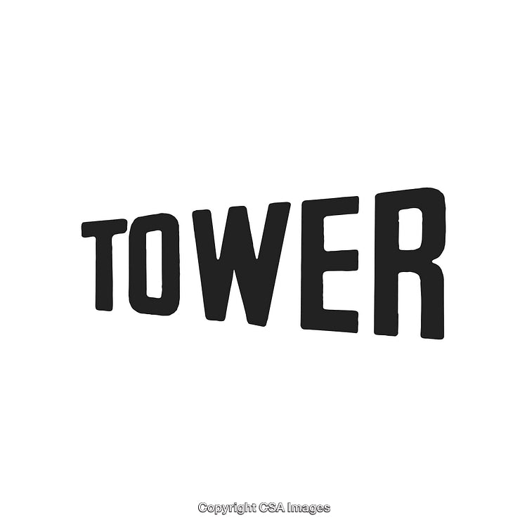 Black and White Typography Featuring the Word Tower in Bold Style