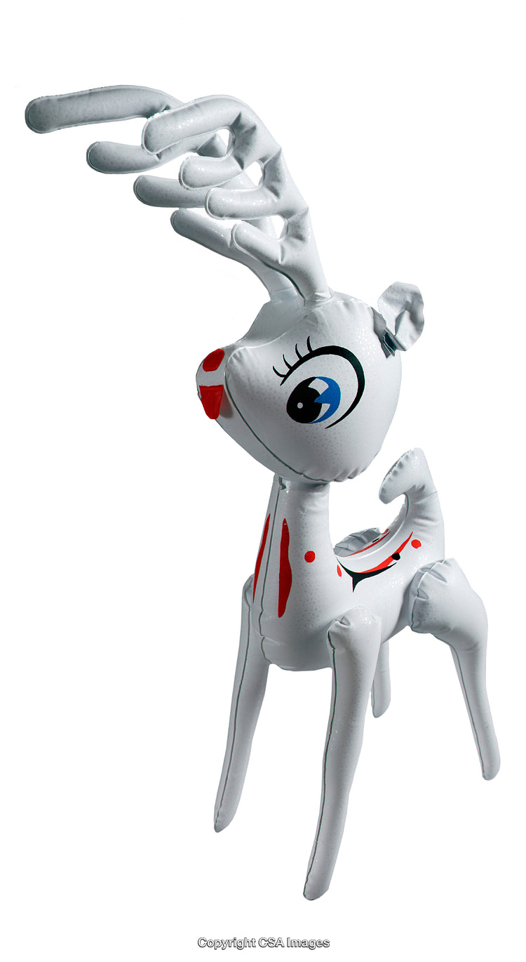 Inflatable Plastic Reindeer Toy with Colorful Face and Festive Design