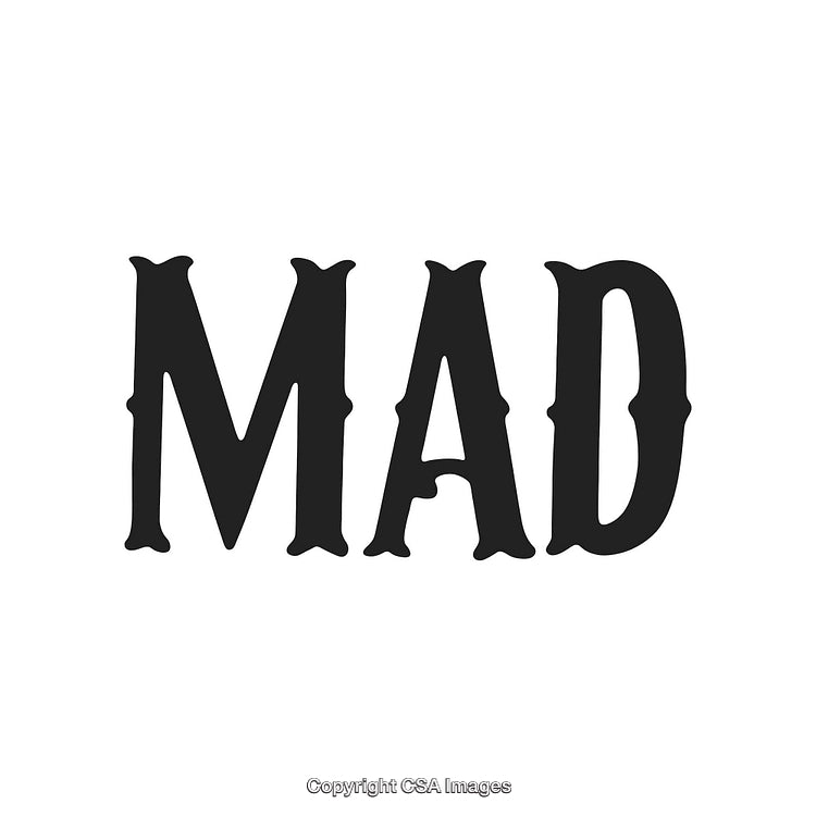 Bold Black MAD Text on White Background Displaying Strong Typography
