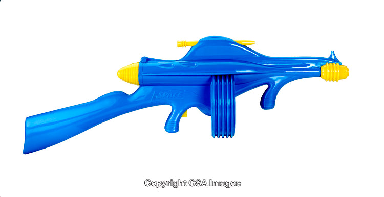 Blue and Yellow Toy Water Gun with Futuristic Design