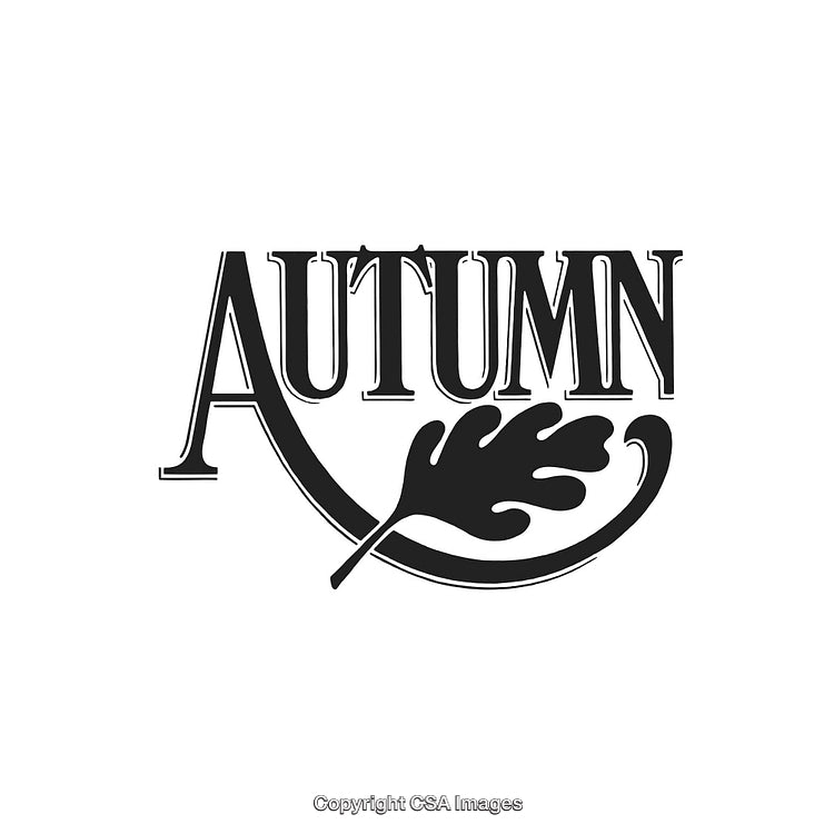 Stylized Autumn Text with Leaf Design in Bold Black Font