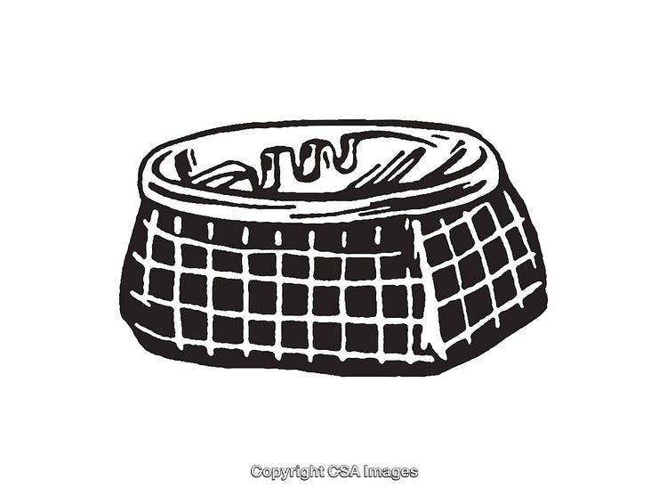 Black and White Line Art of a Checkered Bowl Illustration
