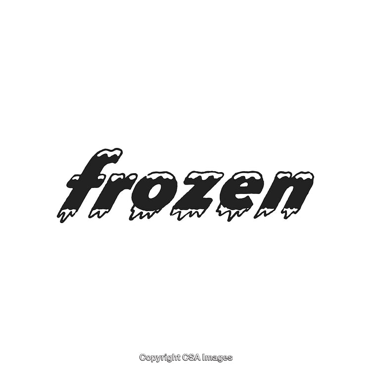 Snowy Text Effect Showing Word 'Frozen' on White Background