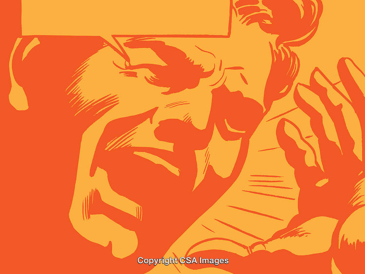 Abstract Pop Art Illustration Featuring Expressive Face in Bold Orange Tones