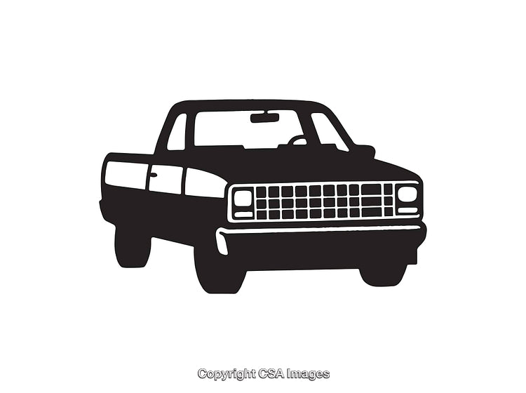 Black and White Line Art of Classic Pickup Truck
