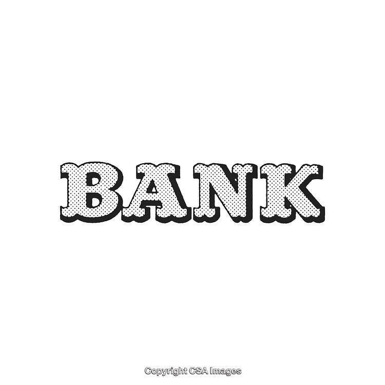 Retro Style Comic Text Depicting the Word 'Bank' with Halftone Design