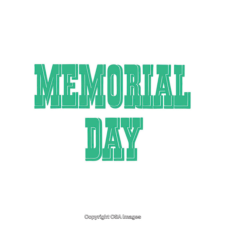 Green Memorial Day Text Graphic on a White Background