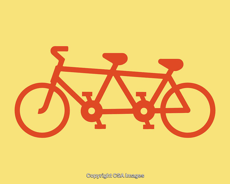 Stylized Illustration of Tandem Bicycle in Vibrant Minimalist Colors