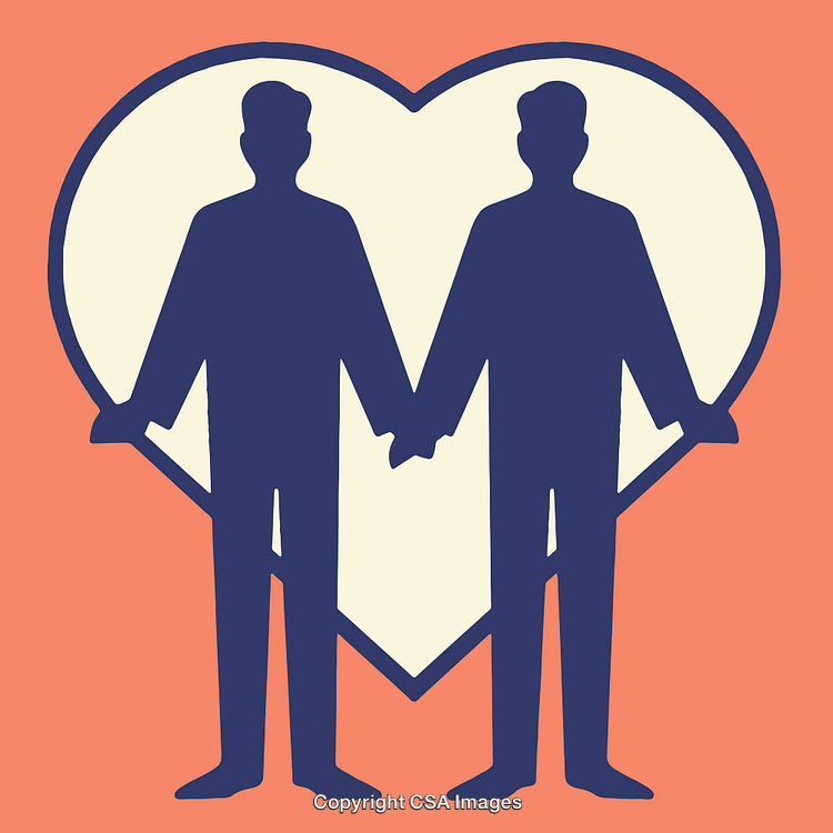 Silhouette of Two Figures Holding Hands Within a Heart Shape Background