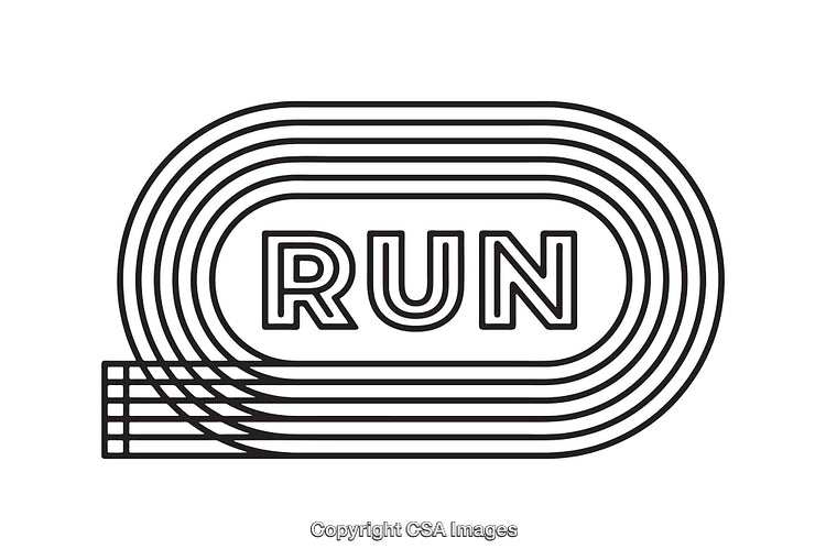 Minimalist Black and White Line Art Illustration Featuring Running Concept