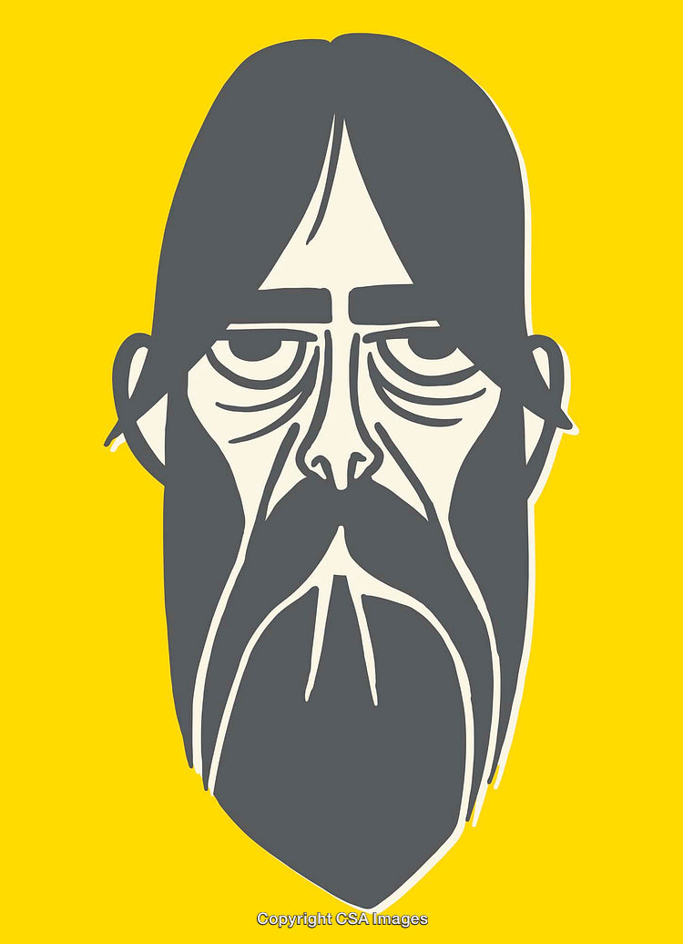 Expressive Portrait in Bold Yellow and Gray Line Art Illustration