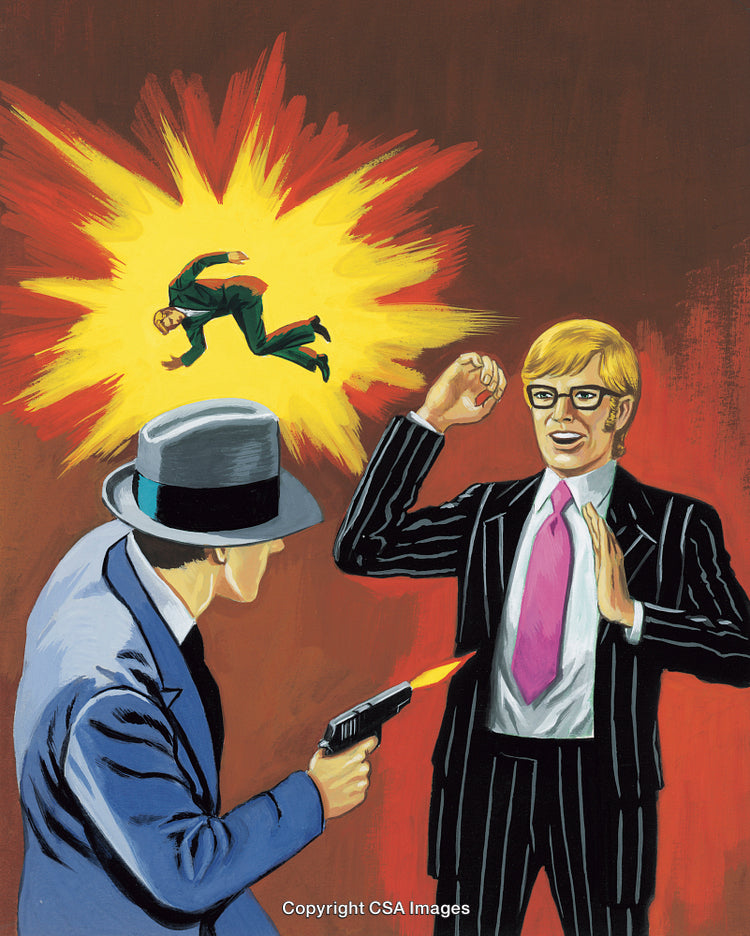 Dramatic Illustration of Tension and Danger in Vintage Comic Style
