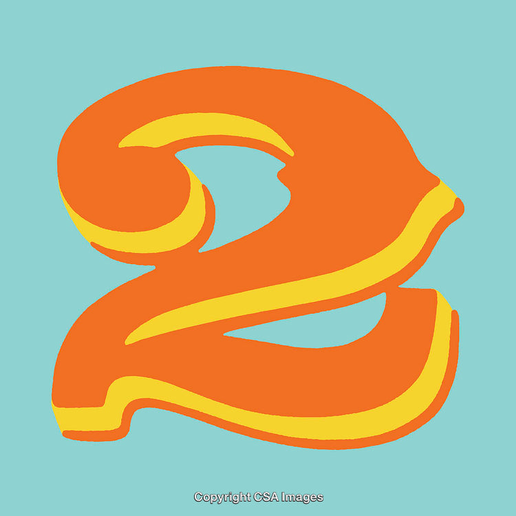Hand-Drawn Artistic Number Two with Bold and Colorful Details