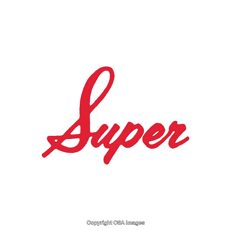 Stylish Red 'Super' Calligraphy on a Clean White Background