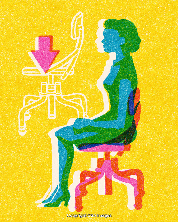 Colorful Abstract Illustration of Proper Office Chair Sitting Posture