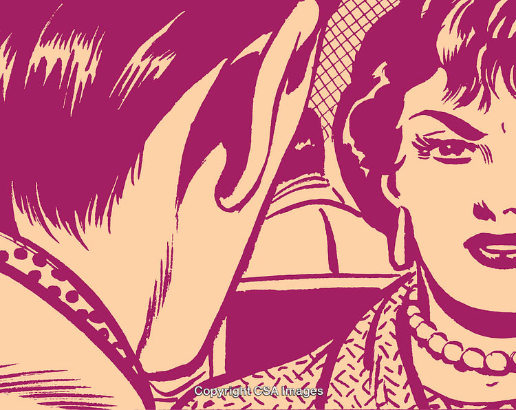 Retro Pop Art Style Illustration of a Couple in Discussion
