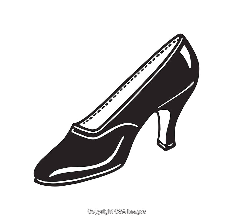 Black and White Line Art of a Stylish High Heel Shoe