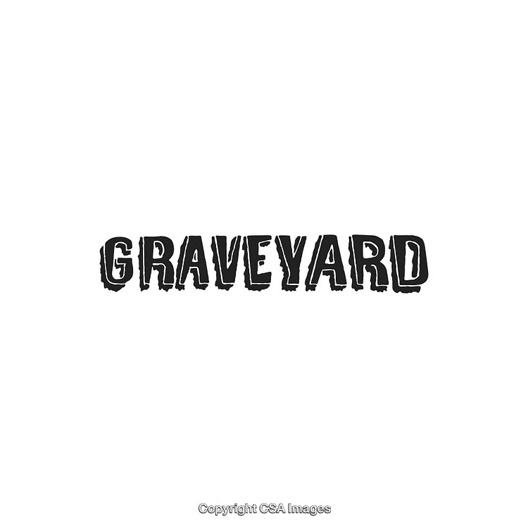 Grunge Style Text Graphic Featuring the Word Graveyard in Dark Gothic Font