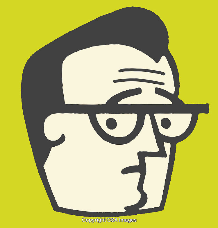 Cartoon Profile of a Retro-Styled Man Wearing Glasses