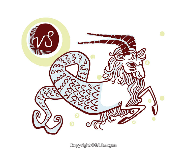 Illustration of Capricorn Zodiac Sign with Goat-Fish Symbol