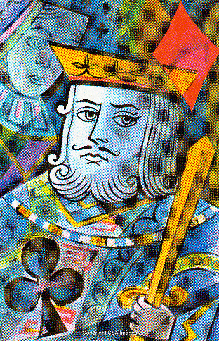 Abstract Painting of a Playing Card King With Vibrant Colors