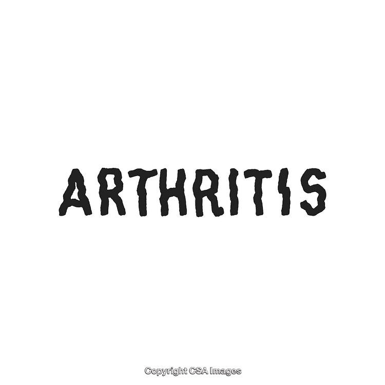 Black Distressed Text Spelling Arthritis on White Background