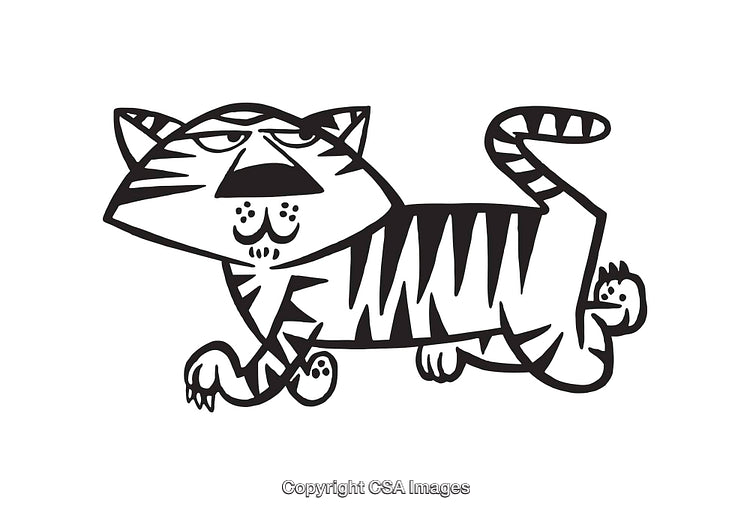 Hand-Drawn Black and White Abstract Artistic Cat Line Illustration