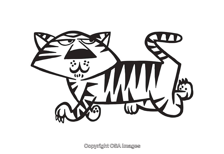Hand-Drawn Black and White Abstract Artistic Cat Line Illustration