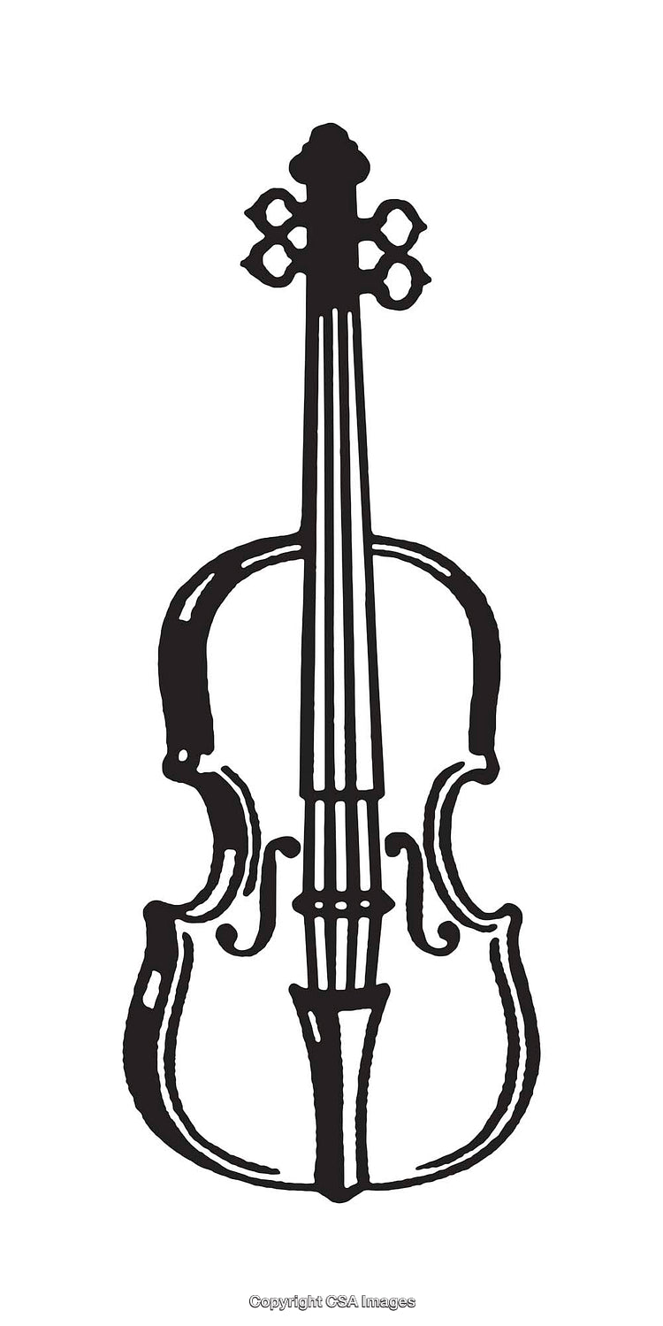 Black And White Violin Line Art Illustration for Music Themes