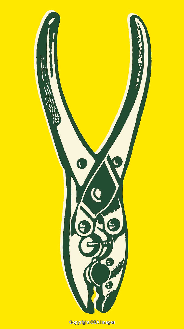 Green Line Art Illustration of a Tool on a Yellow Background