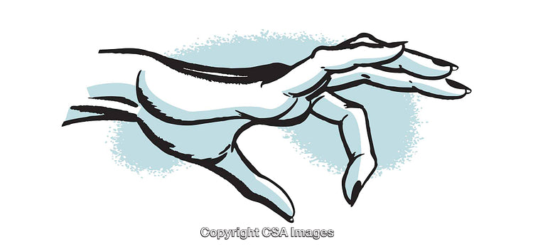 Outlined Artistic Hand Gesture in Snappy Color Illustration Style