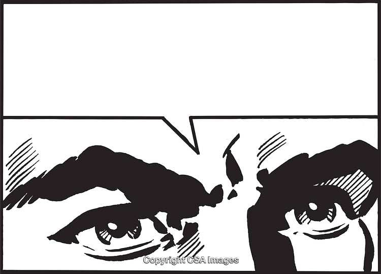 Black and White Pop Art Eyes With Blank Speech Bubble
