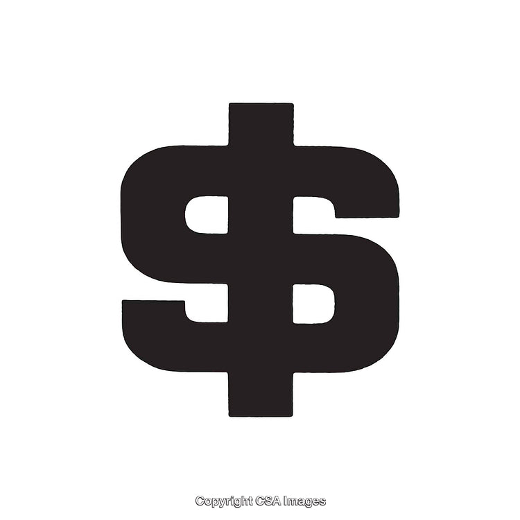 Bold Black Dollar Symbol on a White Background