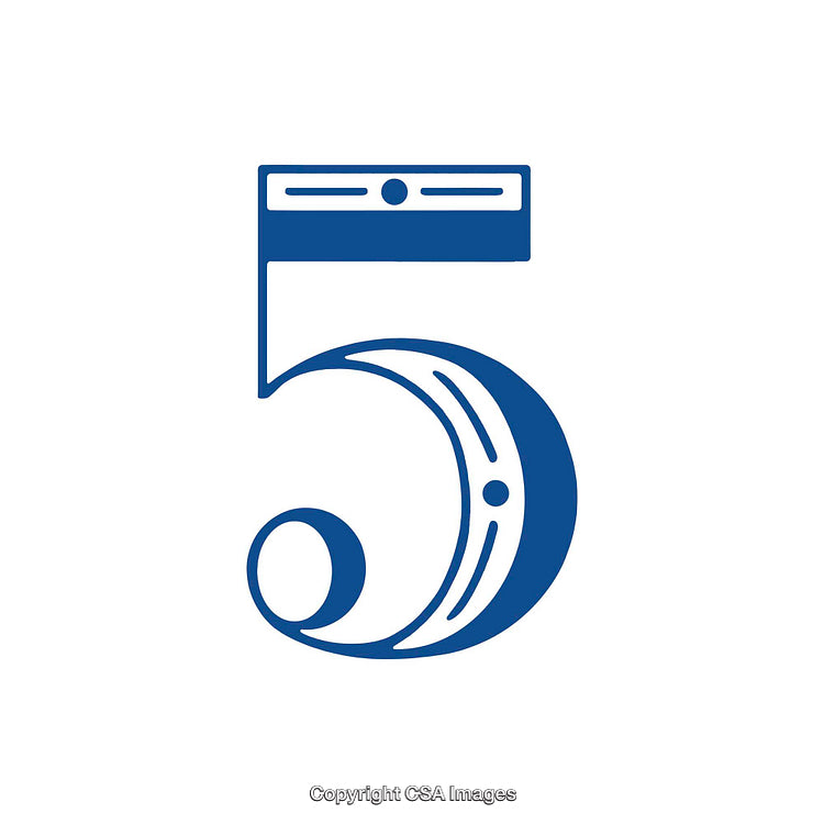 Stylized Number Five Illustration with Modern Blue Design