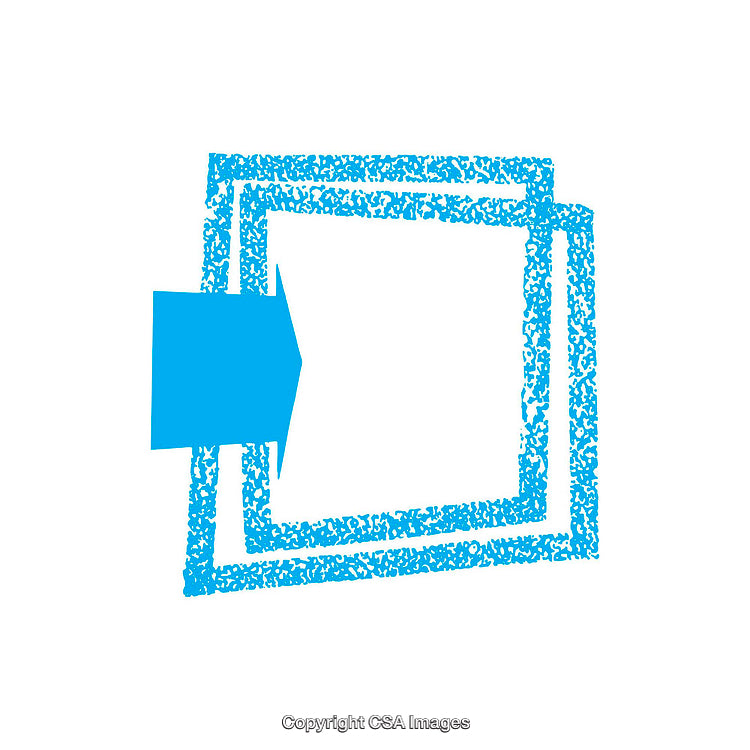 Abstract Blue Arrow with Rectangular Border on White Background