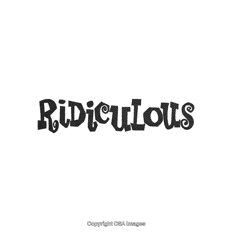 Whimsical Text Art Featuring the Word 'Ridiculous' in Playful Monochrome Design