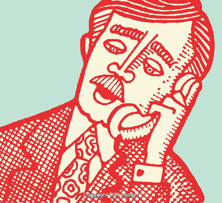 Colorful Line Art Illustration of a Businessman Speaking on the Phone