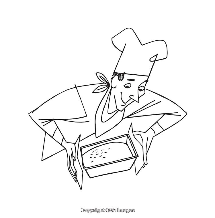 Chef in Line Art Preparing Baked Goods for Culinary Dish