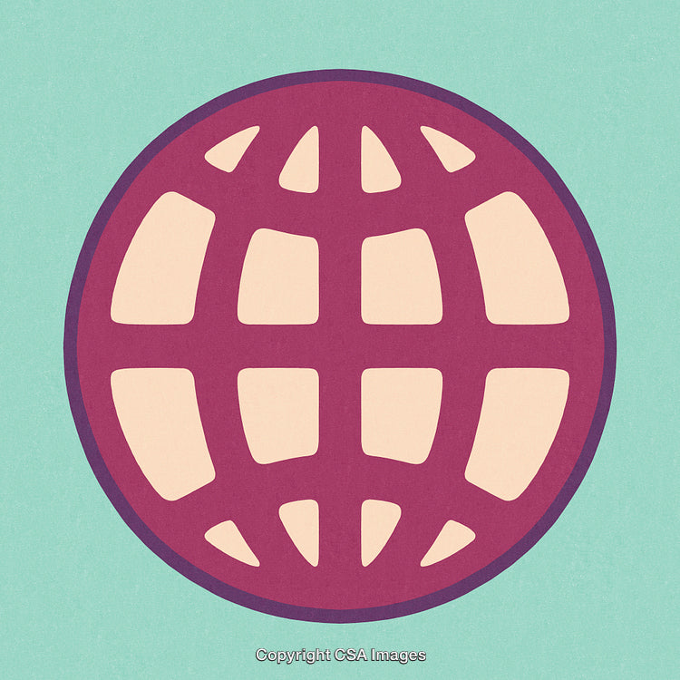 Stylized Globe Icon Illustration on Bright Textured Background