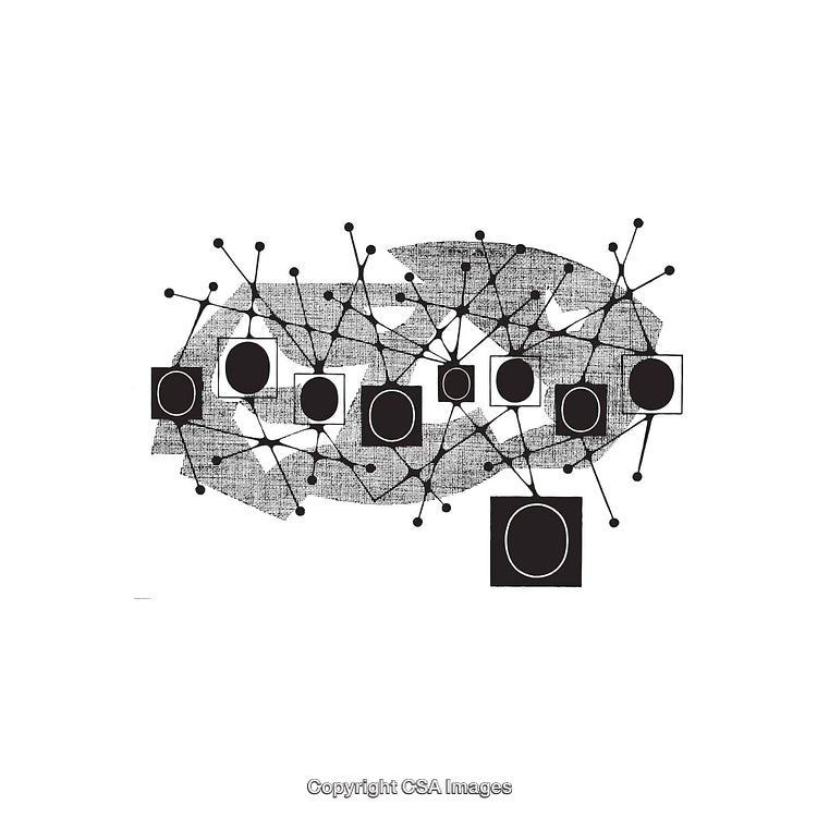 Abstract Black and White Geometric Connection Design