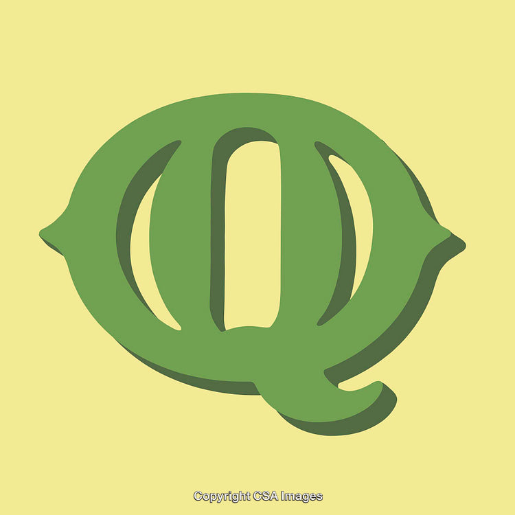 Stylized Letter Q With Vintage Design on Yellow Background