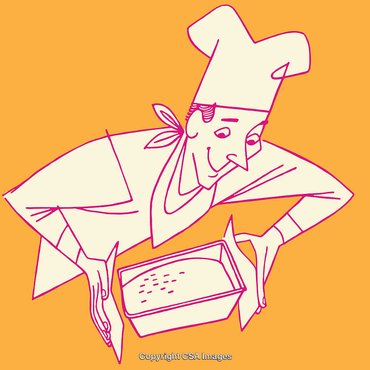 Chef Baking Bread in Line Art with Vibrant Color Background