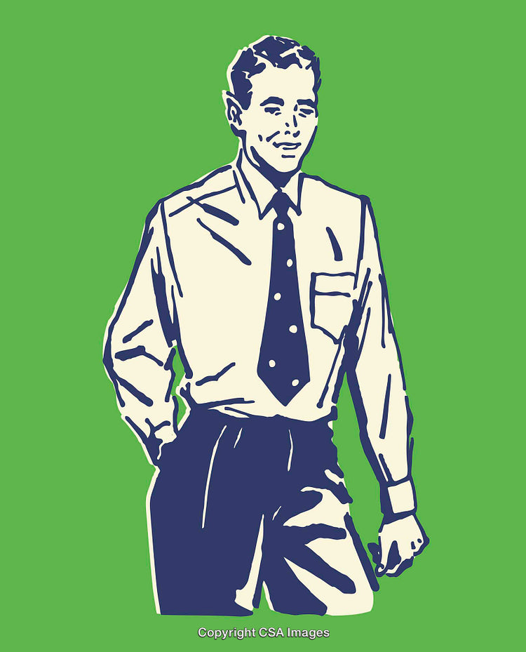 Retro Illustration of a Professional Man in Business Attire on a Green Background