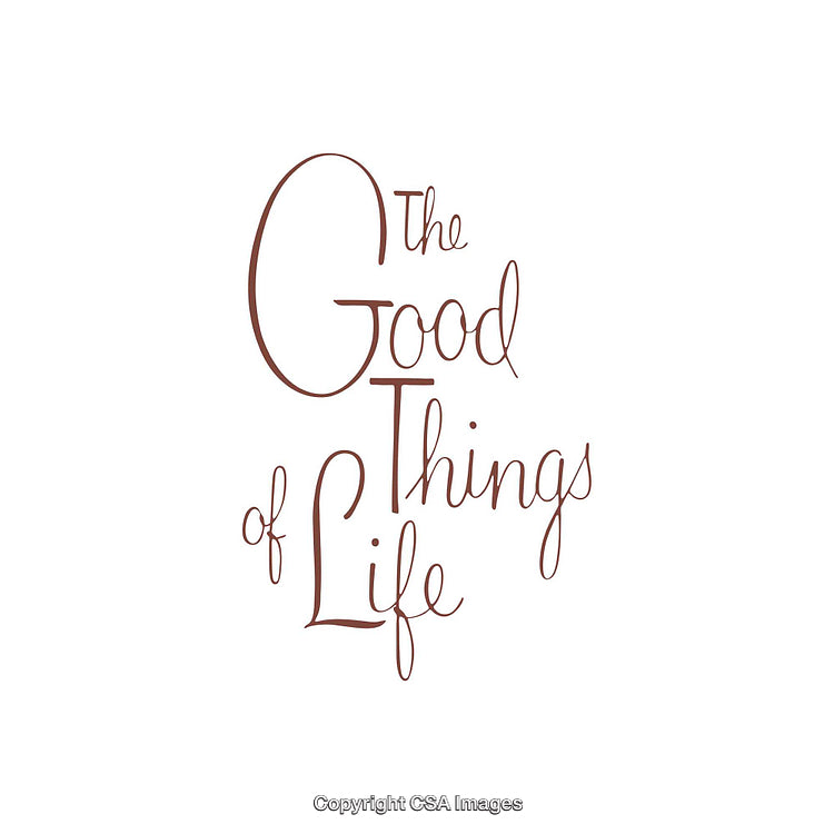 Elegant Script Design Featuring the Quote 'The Good Things of Life'