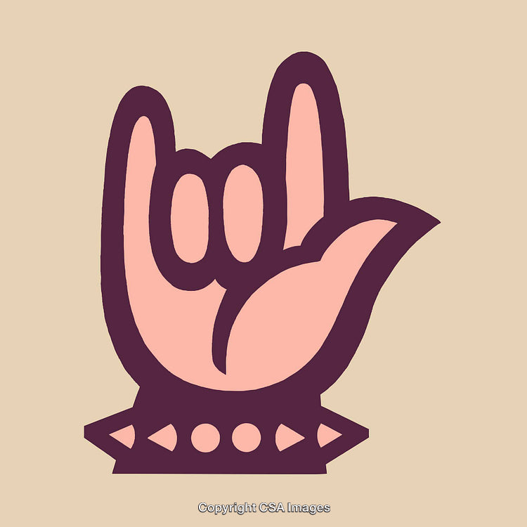 Rock Hand Gesture With Stylish Armored Spike Decor Illustration Design