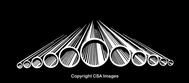 Abstract Black and White Illustration of Symmetrical Pipes