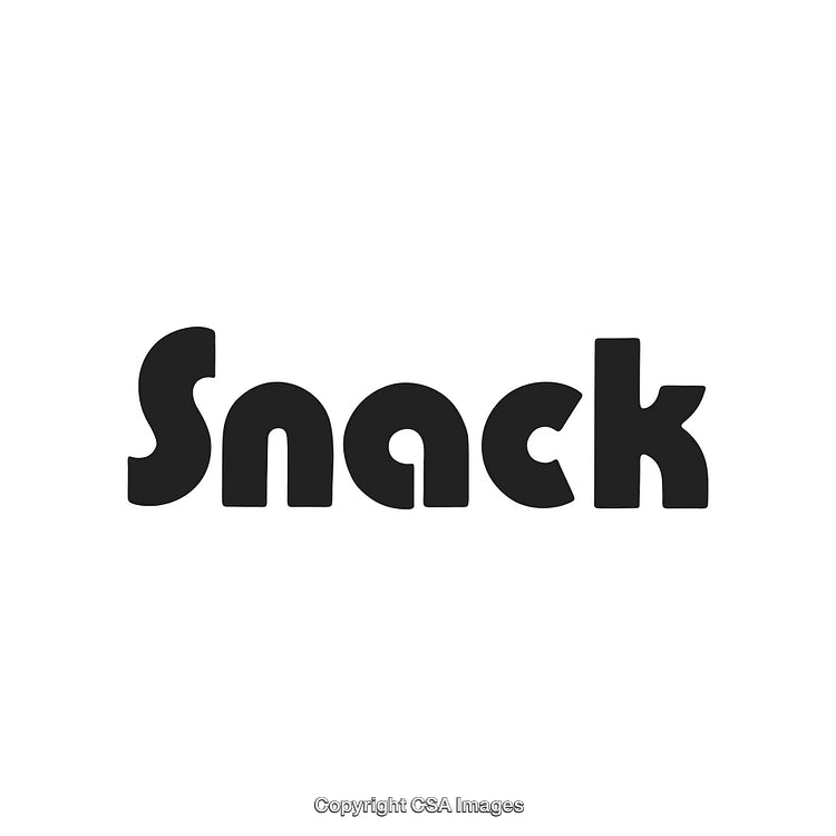 Bold Typography Displaying the Word Snack in Monochrome Style