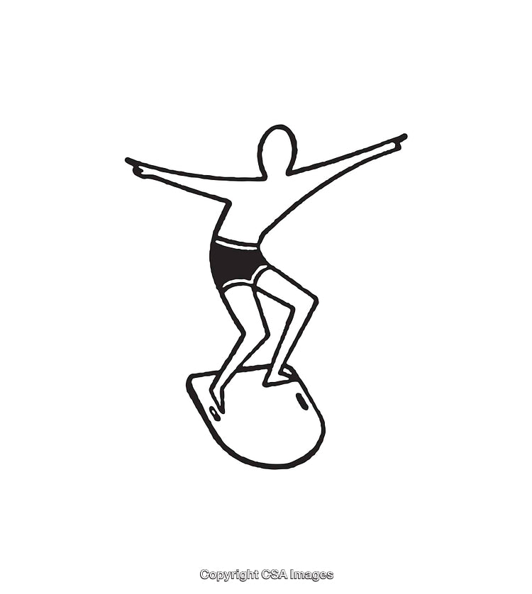 Minimalist Line Art of Surfer Riding a Wave in Dynamic Pose