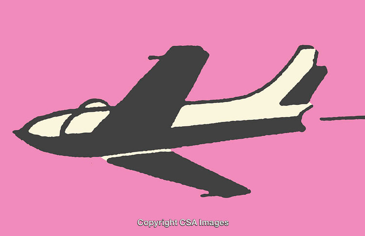 Stylized Illustration of an Airplane on a Vibrant Pink Background