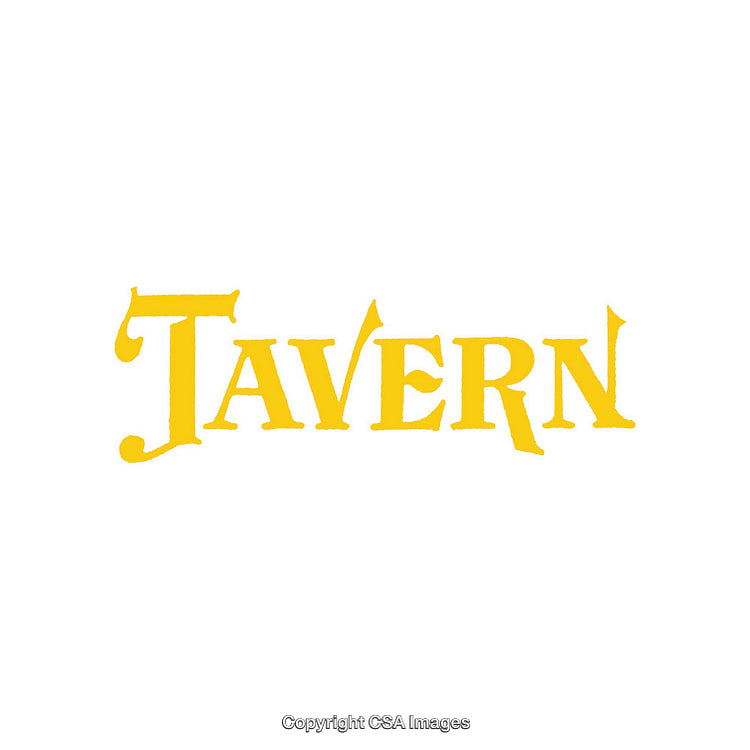 Yellow Text Design Featuring the Word 'Tavern' on White Background